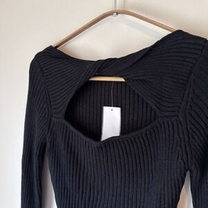 ASTR THE LABEL Top Womens Size Small Fitted Twist Open Front Ribbed Basic NWT